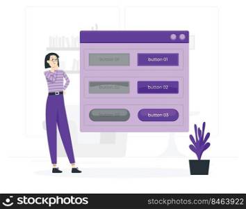 girl select button style flat design