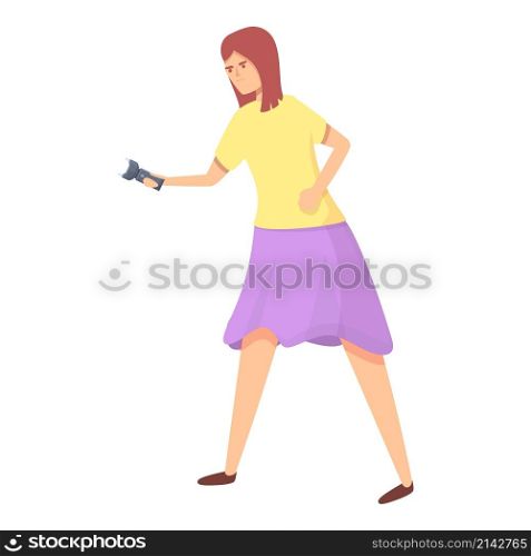 Girl self defence icon cartoon vector. Woman fight. Street attack. Girl self defence icon cartoon vector. Woman fight