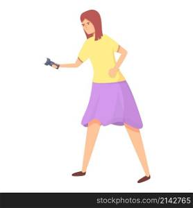 Girl self defence icon cartoon vector. Woman fight. Street attack. Girl self defence icon cartoon vector. Woman fight