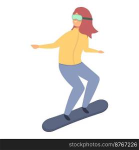 Girl snowboarding icon cartoon vector. Woman activity. Sport school. Girl snowboarding icon cartoon vector. Woman activity
