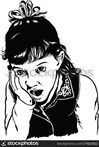 Girl Surprised Vector Illustration