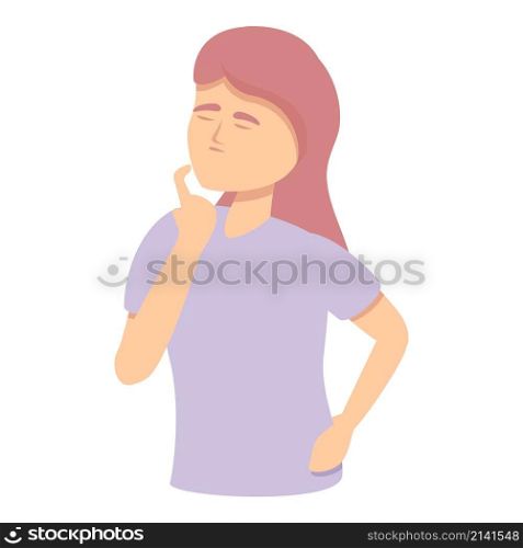 Girl thinking memory icon cartoon vector. Woman dementia. Disease care. Girl thinking memory icon cartoon vector. Woman dementia