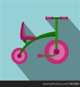 Girl tricycle icon. Flat illustration of girl tricycle vector icon for web design. Girl tricycle icon, flat style