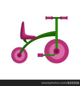 Girl tricycle icon. Flat illustration of girl tricycle vector icon for web isolated on white. Girl tricycle icon, flat style