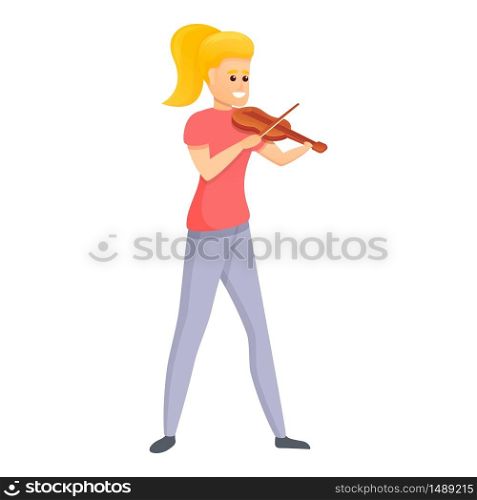 Girl violinist icon. Cartoon of girl violinist vector icon for web design isolated on white background. Girl violinist icon, cartoon style