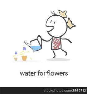 Girl Watering Flowers