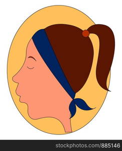 Girl wearing a blue bandana, illustration, vector on white background.