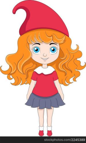 girl wearing red beanie christmas season, cartoon character design