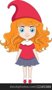 girl wearing red beanie christmas season, cartoon character design