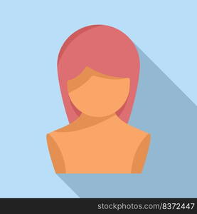 Girl wig icon flat vector. Head hair. Long hair. Girl wig icon flat vector. Head hair