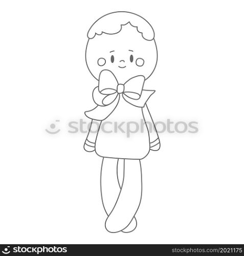 girl with a bow. An empty outline for coloring books, scrapbooking, child development and creative design. Linear style.