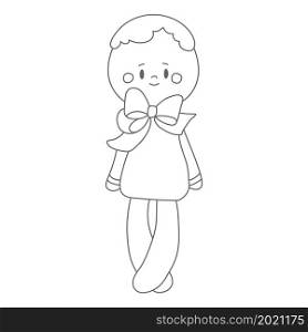girl with a bow. An empty outline for coloring books, scrapbooking, child development and creative design. Linear style.