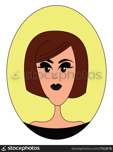 Girl with black makeup, illustration, vector on white background.