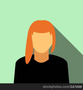 Girl with blond hair icon in flat style on a light blue background. Girl with blond hair icon, flat style