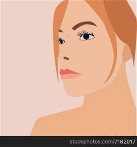 Girl with blue eyes, illustration, vector on white background.
