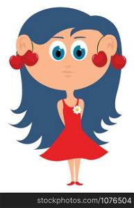 Girl with blue hair, illustration, vector on white background.
