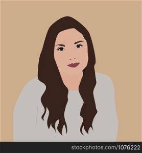 Girl with brown hair, illustration, vector on white background.