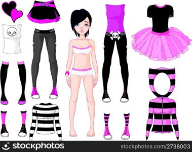 Girl with dresses . Emo stile