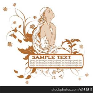 girl with floral vector illustration