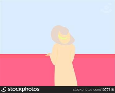 Girl with hat, illustration, vector on white background.