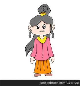 girl with long hair wearing traditional clothes