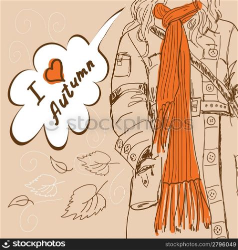 Girl with long orange scarf