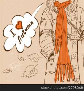 Girl with long orange scarf
