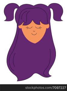 Girl with long purple hair, illustration, vector on white background.