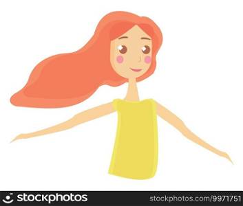 Girl with orange hair, illustration, vector on white background