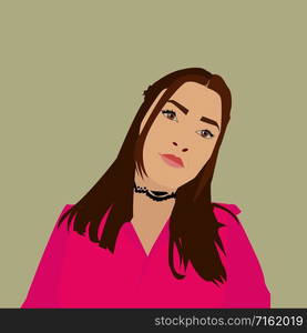 Girl with pink shirt, illustration, vector on white background.