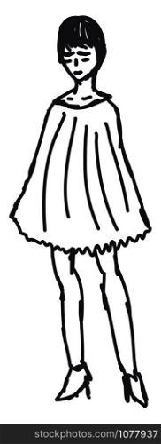 Girls dress sketch, illustration, vector on white background.