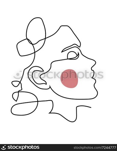 Girls Faces in line art modern trendy style. Abstract woman face one line. Vector illustration.. Girls Faces in line art modern trendy style. Abstract woman face one line. Vector illustration