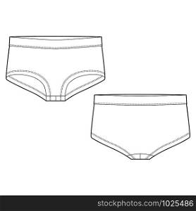 Girls lingerie underwear. Lady underpants. Female white knickers. Women panties isolated on white background. Vector illustration. Girls lingerie underwear. Lady underpants. Female white knickers.