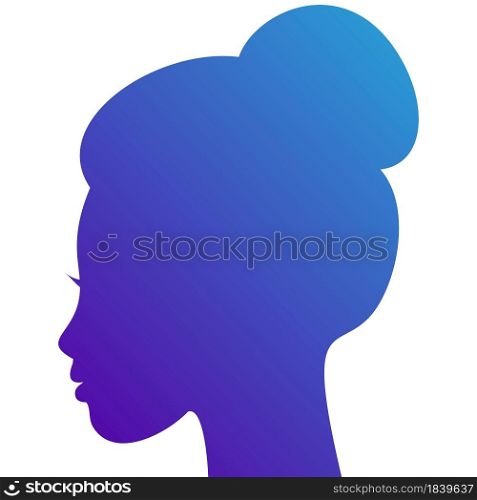 Girls Silhouette Profile Isolated on White Background with Unusual Gradient. Vector Beautiful and Elegant Woman. Easy to Recolour.. Girls Silhouette Profile Isolated on White Background with Unusual Gradient. Beautiful and Elegant Woman. Easy to Recolour. Vector Illustration.