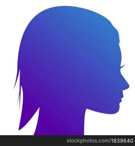 Girls Silhouette Profile Isolated on White Background with Unusual Gradient. Vector Beautiful and Elegant Woman. Easy to Recolour.. Girls Silhouette Profile Isolated on White Background with Unusual Gradient. Beautiful and Elegant Woman. Easy to Recolour. Vector Illustration.