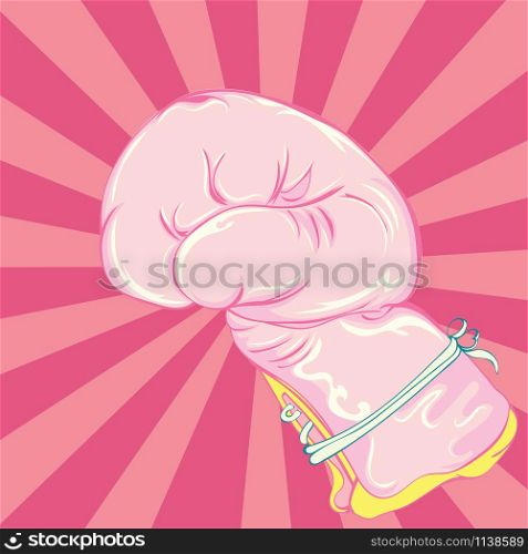 Girly pink retro boxing gloves, feminist sport design.