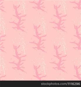 Girly pink sea coral trendy seamless pattern with hand drawn textures background. Design for wrapping paper, wallpaper, fabric print, backdrop. Vector illustration.. Girly pink sea coral trendy seamless pattern with hand drawn textures background.