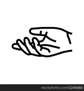 give hand line icon vector. give hand sign. isolated contour symbol black illustration. give hand line icon vector illustration