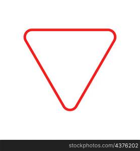 Give way road sign. Priority traffic icon. Red triangle. Information emblem. Flat style. Vector illustration. Stock image. EPS 10.. Give way road sign. Priority traffic icon. Red triangle. Information emblem. Flat style. Vector illustration. Stock image.