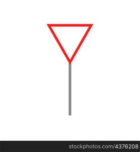 Give way road sign. Red triangle. Priority traffic icon. Metallic pillar. Flat art. Vector illustration. Stock image. EPS 10.. Give way road sign. Red triangle. Priority traffic icon. Metallic pillar. Flat art. Vector illustration. Stock image.