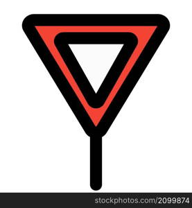 Give way with inverted triangle shape road sign