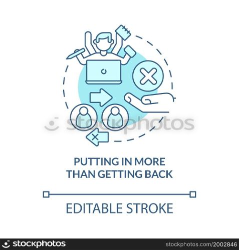 Giving more than getting back concept icon. Reciprocity absence. Ungrateful relation. Dissatisfaction abstract idea thin line illustration. Vector isolated outline color drawing. Editable stroke. Giving more than getting back concept icon