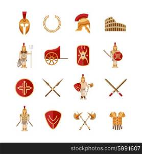 Gladiator and greek antiquity warriors icons set isolated vector illustration. Gladiator Icons Set