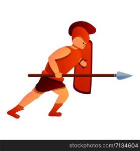 Gladiator attack icon. Cartoon of gladiator attack vector icon for web design isolated on white background. Gladiator attack icon, cartoon style