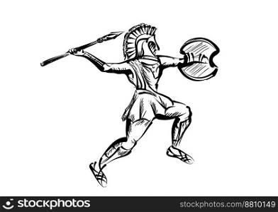 gladiator sketch vector illustration isolated on white background