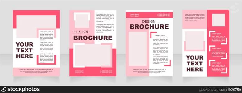 Glamour pink blank brochure layout design. Info on service. Vertical poster template set with empty copy space for text. Premade corporate reports collection. Editable flyer paper pages. Glamour pink blank brochure layout design