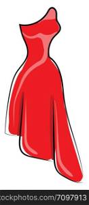 Glamour red dress, illustration, vector on white background.