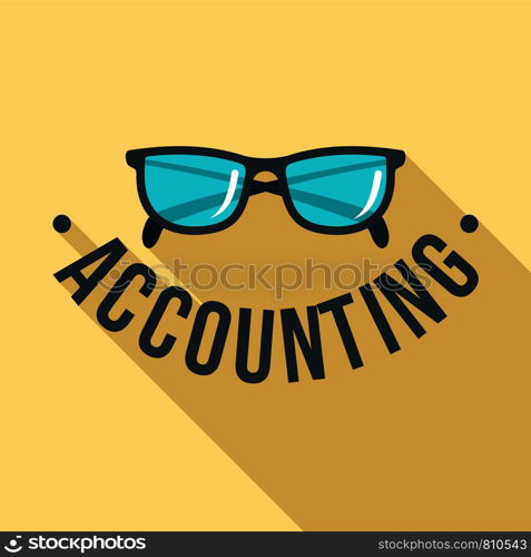 Glass accounting logo. Flat illustration of glass accounting vector logo for web design. Glass accounting logo, flat style