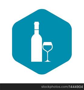 Glass and bottle of wine icon. Simple illustration of wine bottle vector icon for web. Glass and bottle of wine icon, simple style