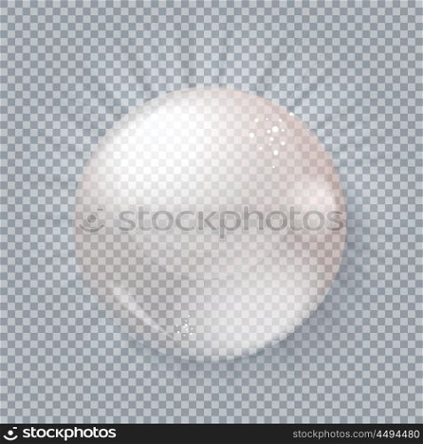 Glass ball gray transparent background, vector illustration.